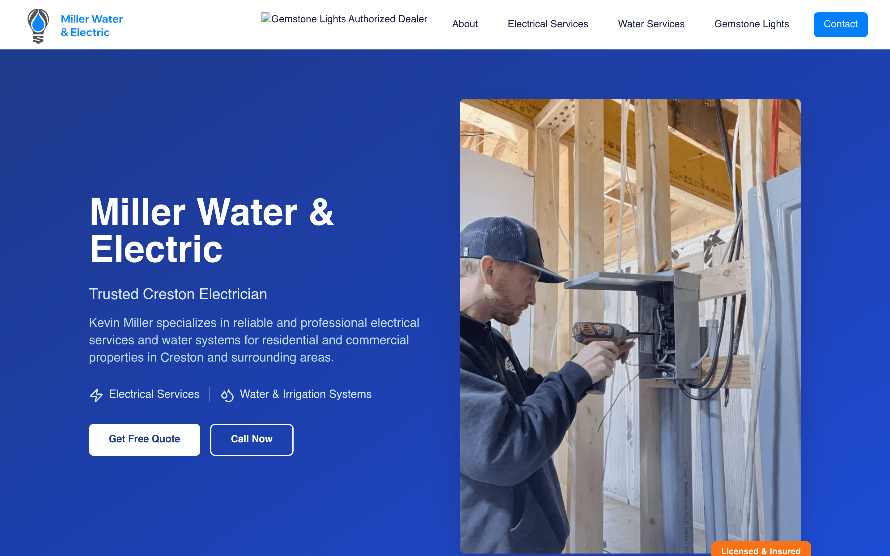 Miller Water & Electric website